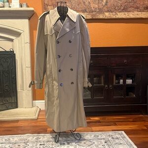 46 Long (XL) Men's London Fog Maincoats Khaki Double-Breasted Trench Coat lined